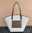 MICHAEL KORS KIMBER LARGE TOP ZIP SHOULDER TOTE BAG CANVAS NATURAL LUGGAGE