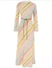 NWT Zimmermann Halliday Stripe Bias Cut Linen Maxi Dress Size 2 AU/8 US