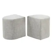 2X Ottoman Stool Linen Fabric Footstool Foot Rest Pouffe Pouf Seat - Cream Grey