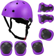 LAPOOH Kids 7 in 1 and Pads Set Adjustable Kids Knee Pads Elbow Pads Wrist Guards for Scooter Skateboard Roller Skating Cycling