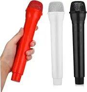 3Pcs Microphone Prop Realistic Plastic Fake Microphone for Costume Play Karaoke Parties and Stage Performances Safe and for Young Performers