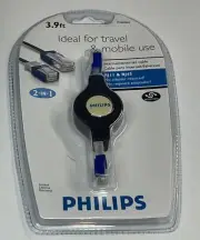 Philips Travel Internet/Ethernet Cable RJ11 & RJ 45 3.9ft PH60862