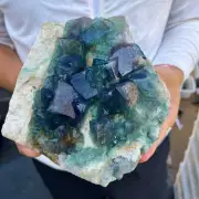 4.2lb NATURAL Green Cube FLUORITE Quartz Crystal Cluster Mineral Specimen