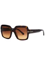 Tom Ford Kaya Square-frame Sunglasses, Sunglasses, Square Frame, Brown Havana, Designer Engraved Lenses, 100% UV Protection ONE SIZE