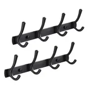 Wall Mount Coat Hook 2 Packs Aluminum Alloy Dual Black Hooks Clothes Rack 13.8