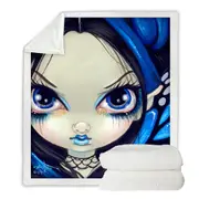 Faces of Faery #12 Blue Goth Girl Throw Blanket
