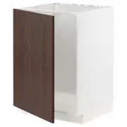 METOD base cabinet for sink, white/Sinarp brown, 60x60x80 cm