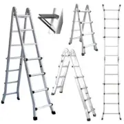 NNEMB Bullet 4m Folding Aluminium Multipurpose Ladder, w/ Workshelf Platform, Sp
