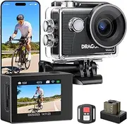 [Dragon Touch] 4K Action Camera 16MP Vision 3 Underwater Waterproof Camera PC Webcam 170° Wide Angle WiFi Sports Cam with Remote 2 Batteries and Mounting Accessories Kit