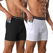 [NuCamper] Men's Compression Shorts with Phone Pocket, Sports Undershorts Base Layer Quick Dry Tight Running Underwear Short for Cycling, Football, Training, Basketball