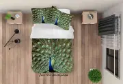 3D Peacock Feather Green Quilt Cover Set Bedding Sets Pillowcases 64