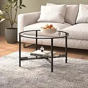 Tea Table Black and Transparent 70 cm Tempered Glass Home Accent