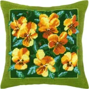 DIY Needlepoint/Tapestry Pillow Kit "Golden Bouquet" 16x16 in / 40x40 cm