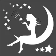 1- 5.5x5.5 inch Stencil, (VC-35) Moon Goddess (6mil)*****
