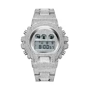 45MM 5AAA+ CZ Ice Out Hop Hip Bling Digital Stainless Steel Waterproof Watch