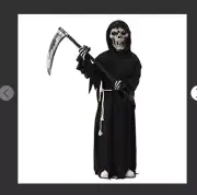 Grim Reaper Halloween Costume Kids Scream Costume With Light Up Red Eyes. 10-12