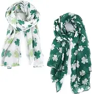 [Nollia] Green Shamrock St. Patrick's Day 2-Pack Scarf Set for Women