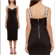 Ted Baker Mally Embellished Strap Black Bodycon Dress Size 2 New