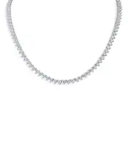 Kenneth Jay Lane Heart Shape Cubic Zirconia Tennis Necklace in Rhodium Plated, 16