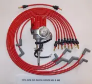DODGE 440 1973-1978 RED Small Female Cap HEI Distributor & 8mm Spark Plug Wires