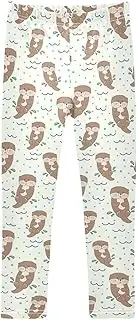[Joisal] Brown Sea Otters Girl Pants, Ideal for Teen Girl Leggings, Kid Leggings, 4-10T