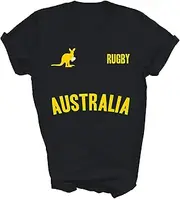 [Modern Supply Tee] Australia Rugby Australian Flag Aussie Kangaroo Rugby Fans Player Unisex Shirt Gift Women Coach (1) T-Shirt (Black;M)