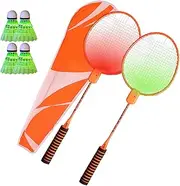 Glow in The Dark Badminton Rackets - LED Light Up Badminton Racquet Set with Shuttlecocks, Nylon Training Racquets | Rackets Set for Colorful Backyard Games, Night Sports, and Family Fun Outdoor