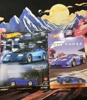 LOT of 2 Hot Wheels Premium Car Culture Exotic Envy 94 BUGATTI EB110 SS & FORZA