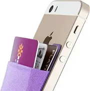 Sinjimoru Basic Cell Phone Wallet Stick on, Phone Card Holder for Back of Phone Functioning as Adhesive iPhone Wallet & iPhone Card Holder. Sinji Pouch Basic 2 Violet