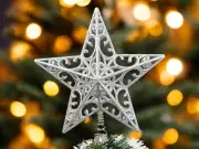 Sparkle Silver Star Christmas Holiday Tree Topper