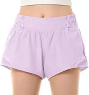 [QooNoo] Girls Athletic Shorts,Quick-Dry Running Shorts with Zip Pocket for Teen Kids, Summer Lightweight Girls Sports Shorts