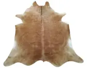 Extra Large Brazilian Cowhide Rug Beige Brown Hair On Hide Natural 7.5ft x 6ft