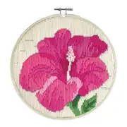 Long Stitch Kit Kids Beginner Hibiscus Inc Threads and Hoop 22cm