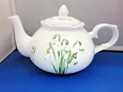 SNOWDROP FINE BONE CHINA MADE ENGLAND by ADDERLEY TEAPOT 6 CUP 44oz NEW UNUSED