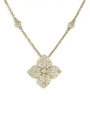 Piranesi 18K Yellow Gold Fiore Diamond Small Flower Pendant Necklace, 16-18