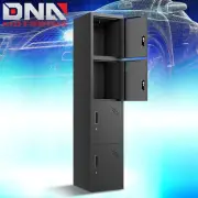 71" Lockable Heavy Duty Metal Storage Cabinet 4 Door & Tall Storage Locker Black