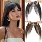 Clip in Air Bangs 100% Remy Human Hair Piece Extensions Curtain Side/Fake Bangs
