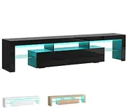 [ALFORDSON] TV Cabinet Stand RGB LED Night Light with 16 Colors and 4 Modes, 15mm Thick Particle Board, Modern Furniture Entertainment Unit for Living Room, Multimedia Centre, 180 x 45 x 35cm, Black