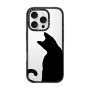 iPhone 16 Pro Impact Case Black Cat Silhouette // Transparent