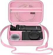 Elonbo Carrying Case for Sony ZV-1F/ ZV-1 II/ZV-1/ ZV-E10/ ZV-E10 II Vlog Digital Camera, Travel Camera Bag Fits Vlogger Accessory Kit Tripod Microphone Grip, Mesh Pocket fits Battery Charger, Pink