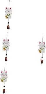 Kisangel 4pcs Cute Cat Decor Wind Chime Bells Outdoor Garden Patio Decor Japanese Style Chimes for Loss of Loved One