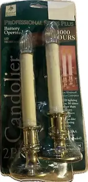 CANDOLIER LED 9” CANDLE SET GOLD BASE REQUIRES 2 AA BATTERIES CHRISTMAS WEDDING
