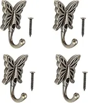 OTOTEC 4 Pcs Butterfly Shaped Wall Hooks Antique Decorative Wall Hooks for Bedroom Bathroom Kitchen Clothes Hat Coat Towel with Screws Bronze