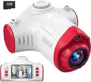 Usteetic Children's Camera, 3 in 1 Projector Camera for Children 1080P Digital Camera Children's Camera Toy for 3 4 5 6 8 7 9 10 11 12 Years Boys and Girls Spaceship