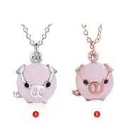 Fashion Rose Gold Rose Crystal Pendant Pig Necklace Girl