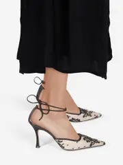 Black Floral Lace Pumps