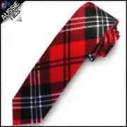 Red Black & White Tartan Men's Skinny Tie