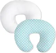 Little Grape Land Nursing Pillow Covers for Baby Girl, Soft Removable Covers Breathable for Breastfeeding Pillows, 2 Pack Nursing Pillow Cases Fit Standard Nursing Pillows, Aqua Cross & White