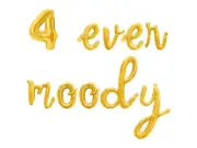 4 EVER MOODY Cursive Letter Balloon Banner - 4th Birthday Party Decorations
