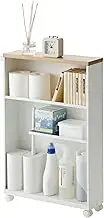 YAMAZAKI home Tower, White Rolling Slim Bathroom Cart with Handle